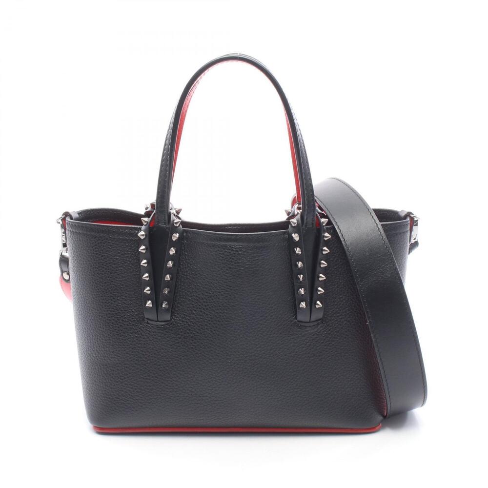 Christian Louboutin Cabata Spike Stud Handbag Leather Red Black